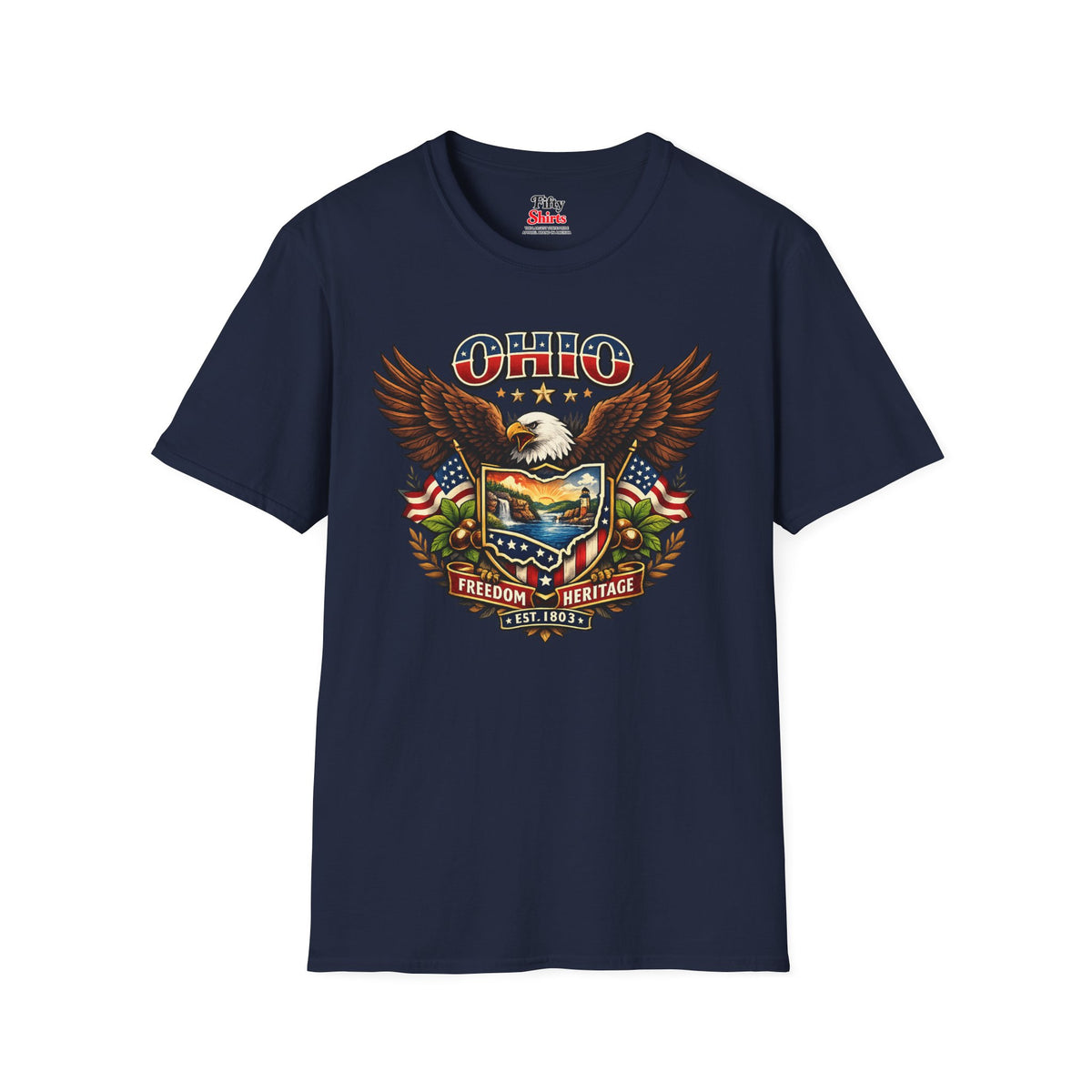 Ohio Americana Eagle Unisex Softstyle T Shirt State Pride Graphic Tee Collections FS03