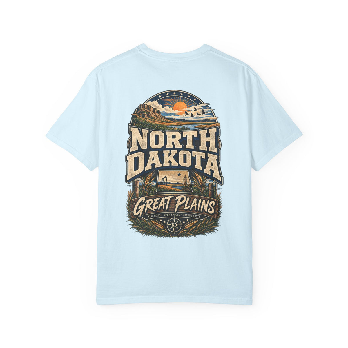 North Dakota Great Plains Unisex Comfort Color 1717 Streetwear Graphic Tee