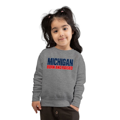 Michigan Born and Raised Modern Streetwear Unisex Toddler Sweatshirt