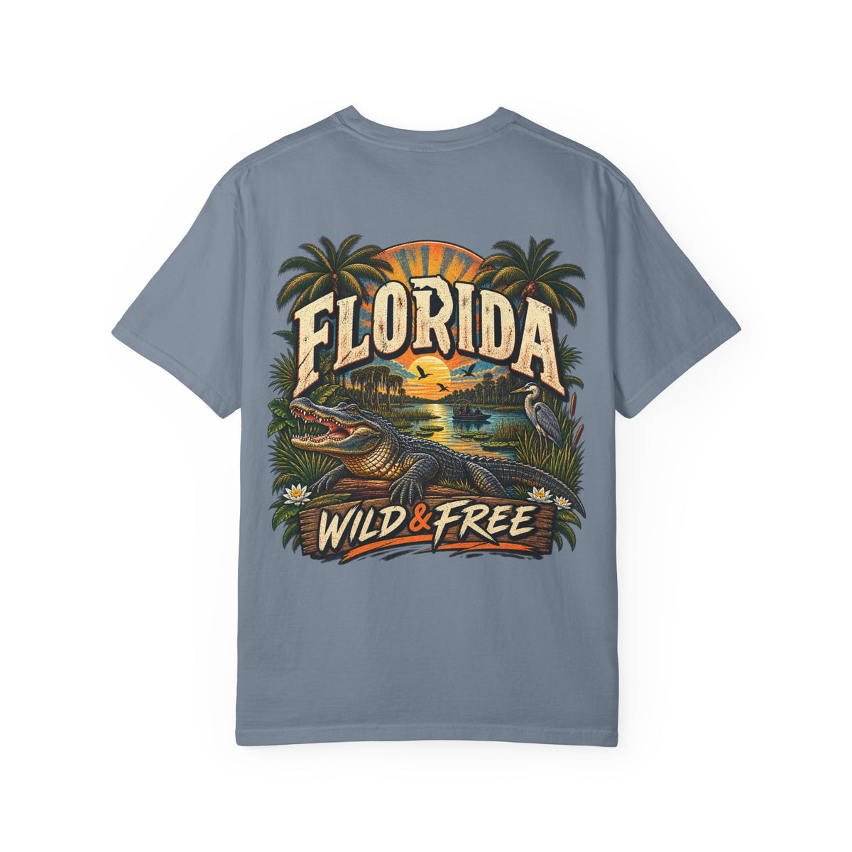 Florida Wild & Free  Unisex Comfort Color 1717 Streetwear Graphic Tee