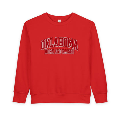 Oklahoma Born and Raised Old-School Athletic Unisex Toddler Sweatshirt