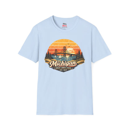 Michigan Lakeside Sunset Unisex Softstyle T Shirt State Pride Graphic Tee Collections FS03