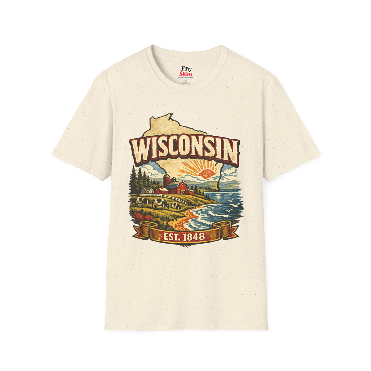 Vintage Wisconsin Heritage Unisex Softstyle T Shirt State Pride Graphic Tee Collections FS03
