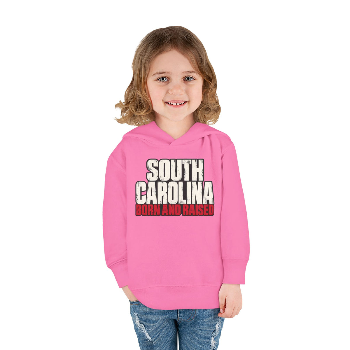 South Carolina Born and Raised Southern Streetwear Unisex Toddler Pullover Fleece Hoodie