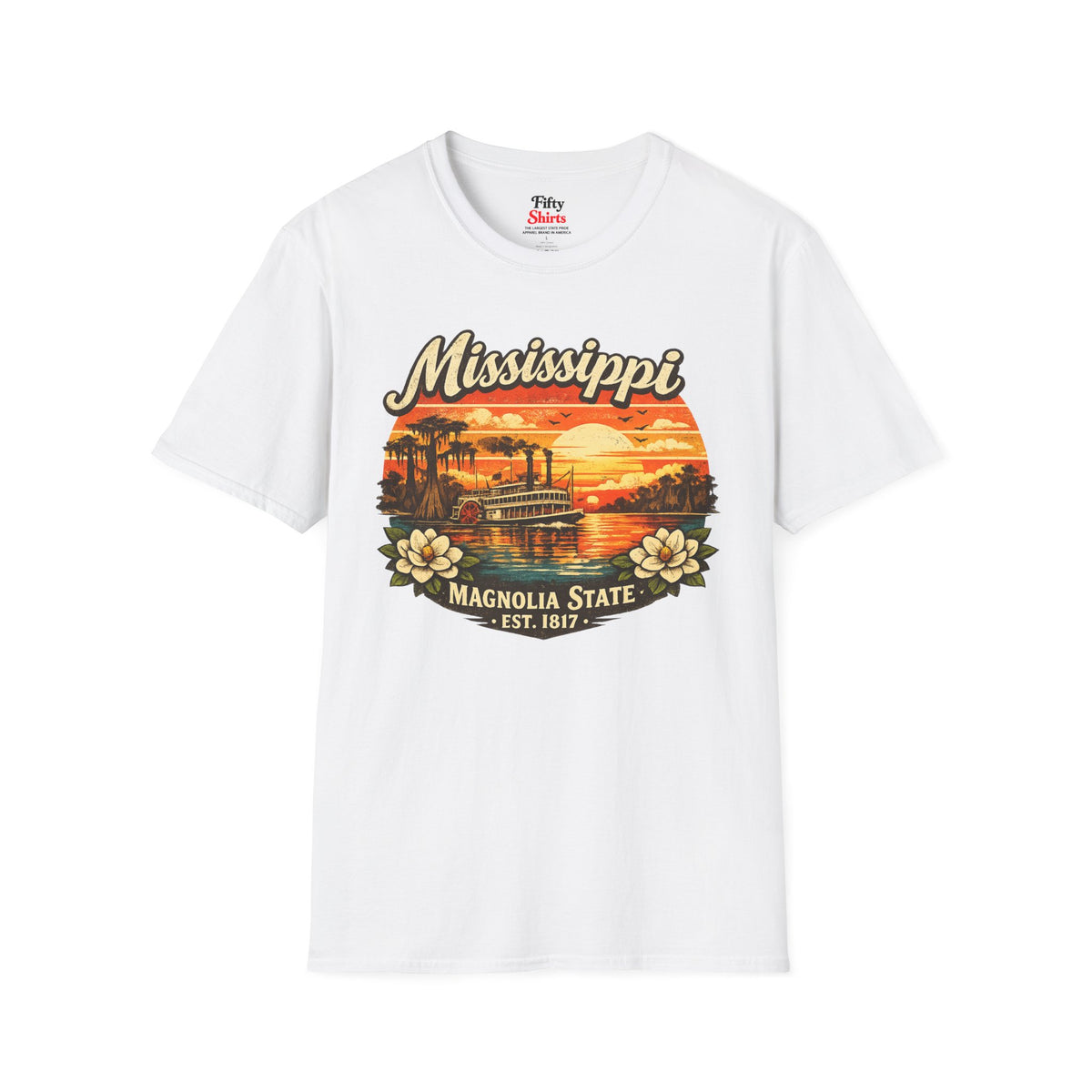 Mississippi River Sunset Unisex Softstyle T Shirt State Pride Graphic Tee Collections FS03