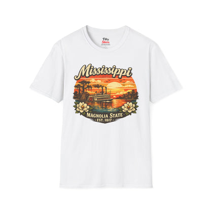 Mississippi River Sunset Unisex Softstyle T Shirt State Pride Graphic Tee Collections FS03