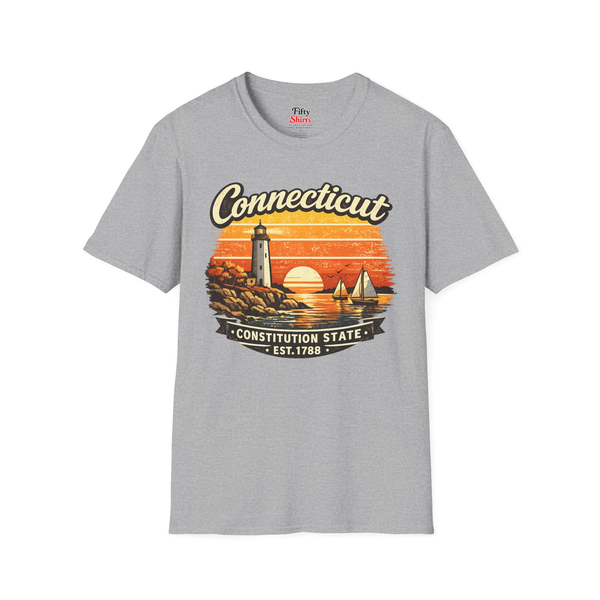 Connecticut Coastal Sunset Unisex Softstyle T Shirt State Pride Graphic Tee Collections FS03