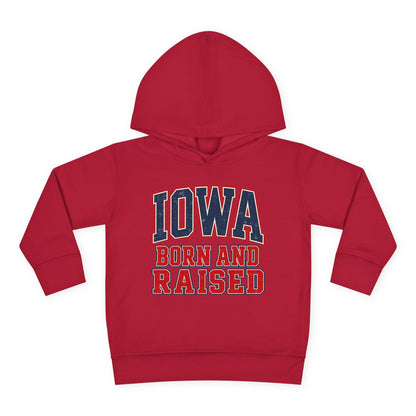 Iowa Born and Raised Vintage Collegiate Unisex Toddler Pullover Fleece Hoodie