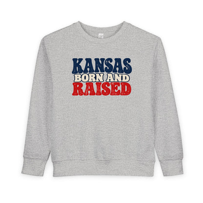 Kansas Born and Raised Retro 1970s Unisex Toddler Sweatshirt