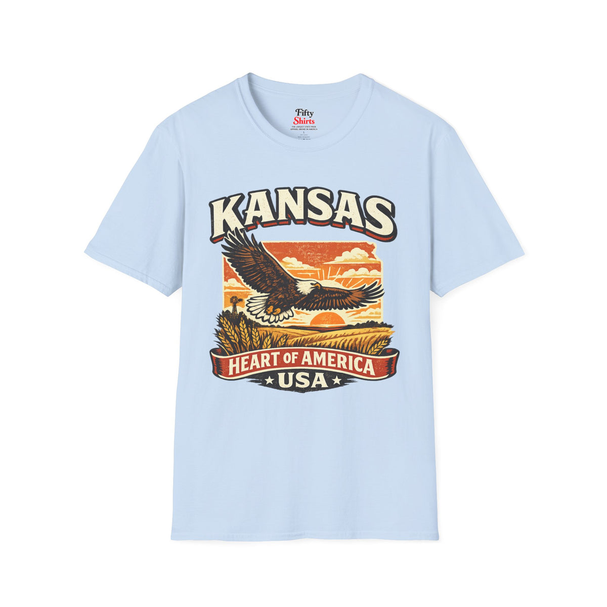 Heart of America Kansas Unisex Softstyle T Shirt State Pride Graphic Tee Collections FS03