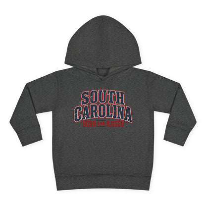 South Carolina Born and Raised Southern Americana Unisex Toddler Pullover Fleece Hoodie