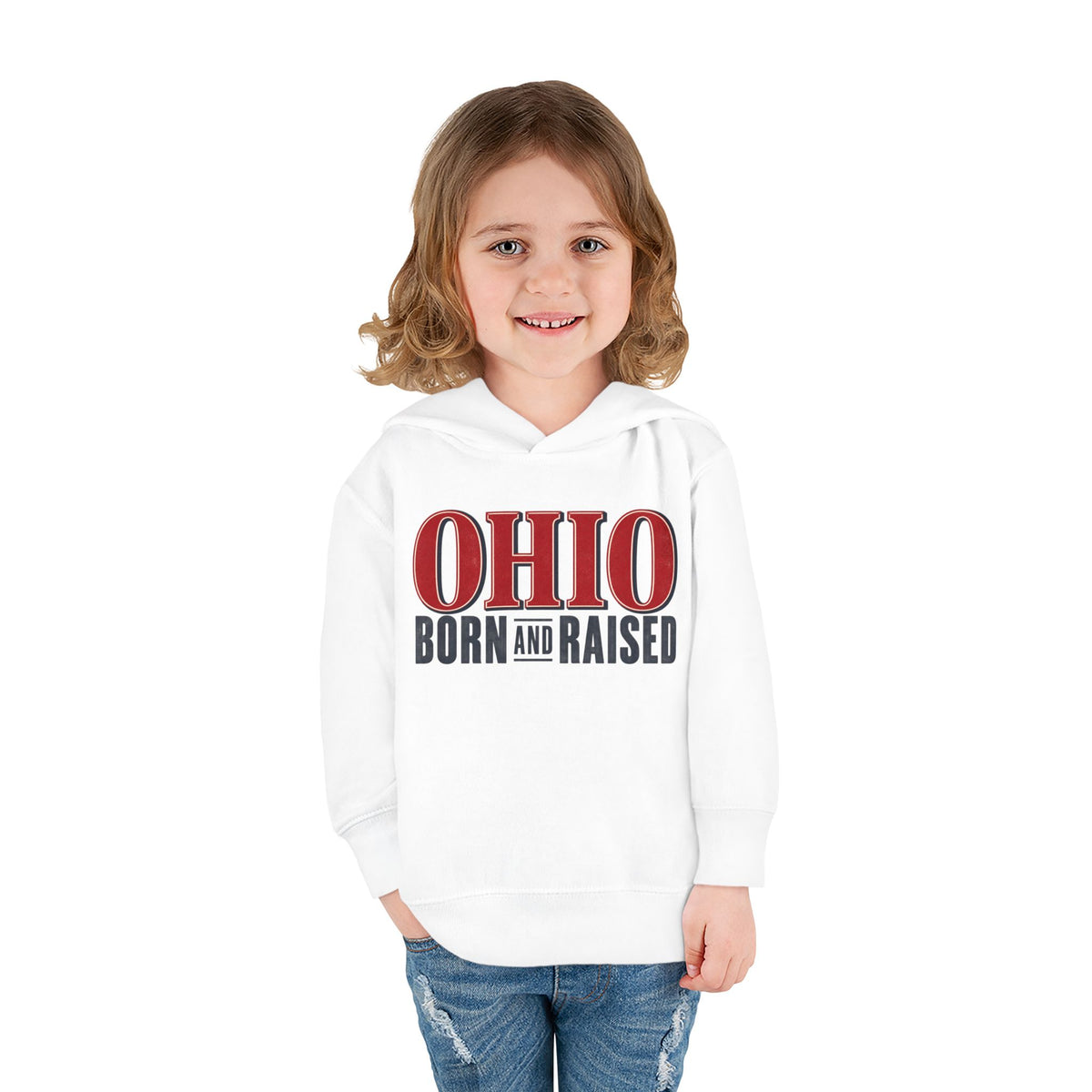 Ohio Born and Raised Premium Heritage Unisex Toddler Pullover Fleece Hoodie