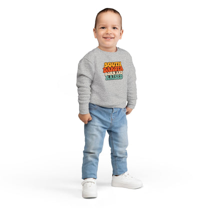 South Dakota Born and Raised Retro 1970s Unisex Toddler Sweatshirt