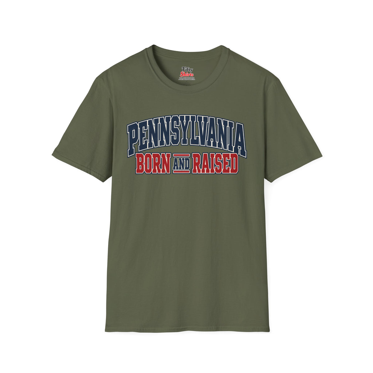 Pennsylvania Born and Raised Unisex Softstyle T Shirt State Name Graphic Tee