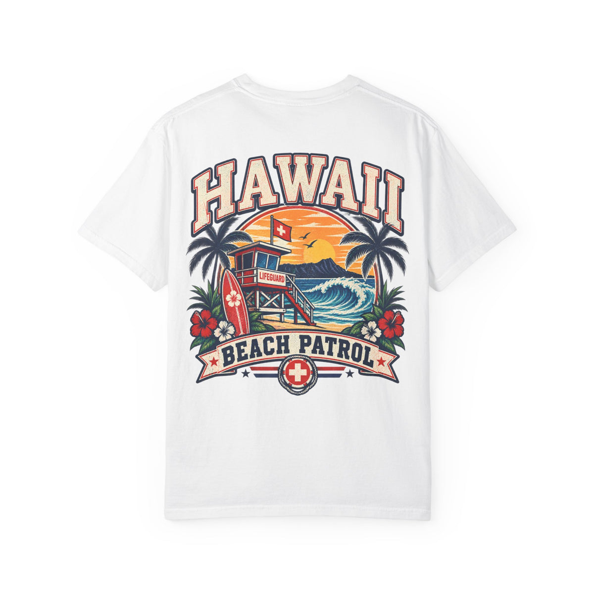 Hawaii Beach Patrol Unisex Comfort Color 1717 Streetwear Graphic Tee