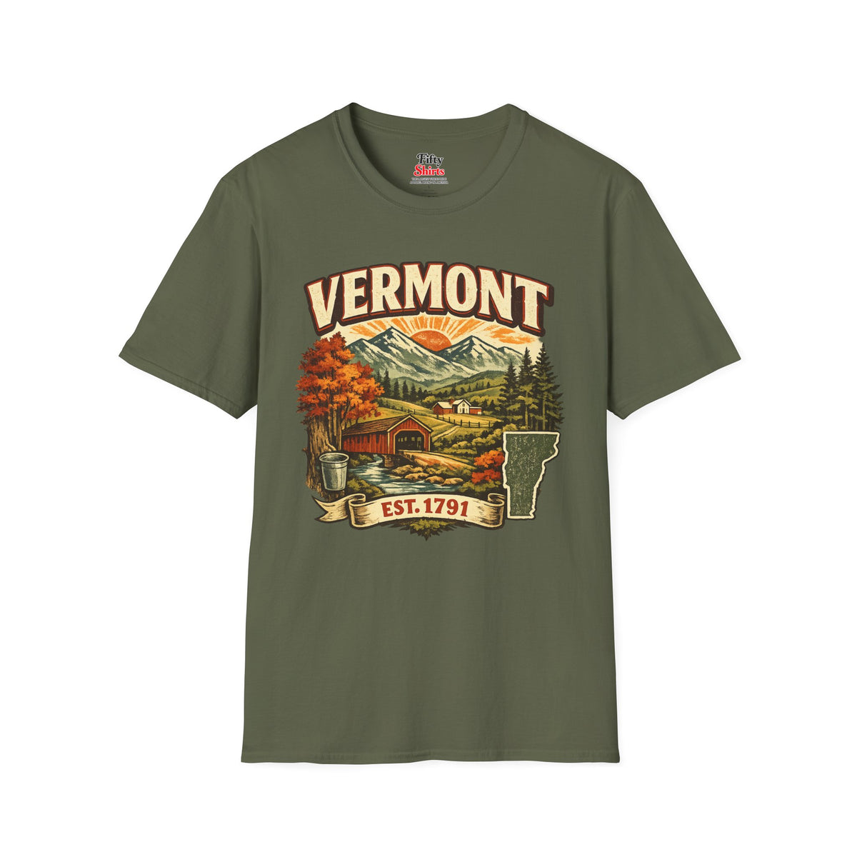 Vintage Vermont Heritage Unisex Softstyle T Shirt State Pride Graphic Tee Collections FS03