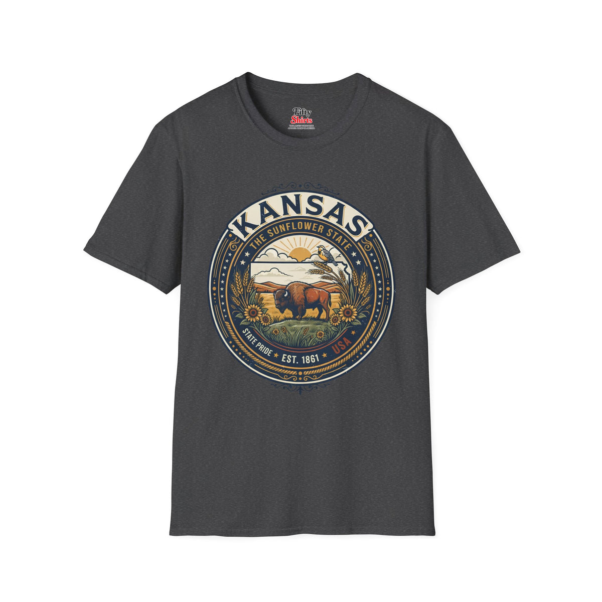 Kansas State Pride Emblem Unisex Softstyle T Shirt State Pride Graphic Tee Collections FS03