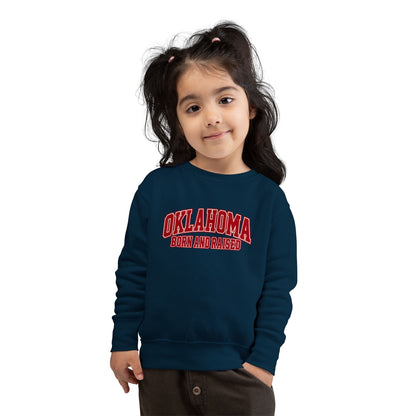 Oklahoma Born and Raised Old-School Athletic Unisex Toddler Sweatshirt