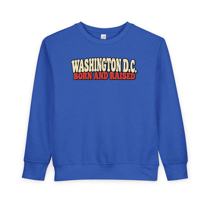 Washington DC Born and Raised Retro 1970s Unisex Toddler Sweatshirt