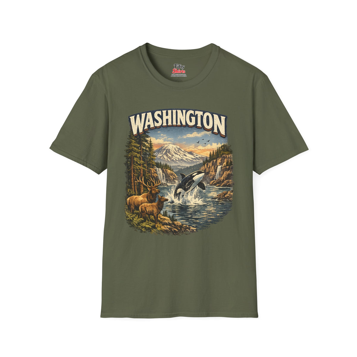 Washington Wildlife Unisex Softstyle T Shirt State Pride Graphic Tee Collections FS03