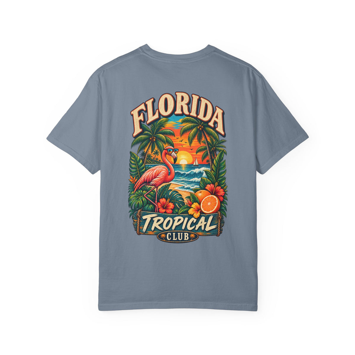 Florida Tropical Club  Unisex Comfort Color 1717 Streetwear Graphic Tee