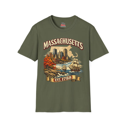 Vintage Massachusetts Heritage Unisex Softstyle T Shirt State Pride Graphic Tee Collections FS03
