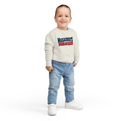 Massachusetts Born and Raised Bold Americana Unisex Toddler Sweatshirt