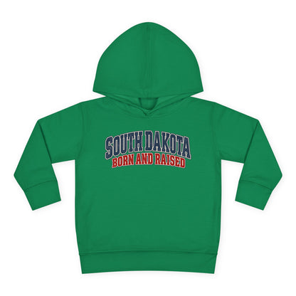 South Dakota Born and Raised Classic Collegiate Unisex Toddler Pullover Fleece Hoodie