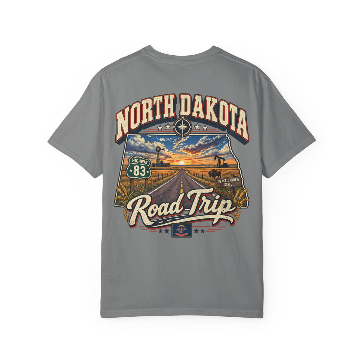 North Dakota Road Trip Unisex Comfort Color 1717 Streetwear Graphic Tee