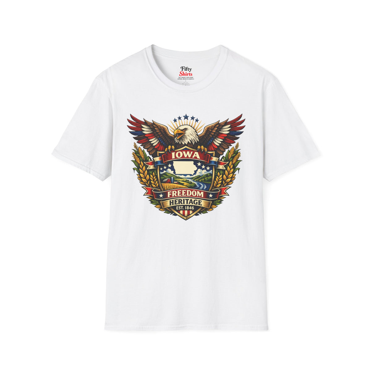 Iowa Americana Eagle Unisex Softstyle T Shirt State Pride Graphic Tee Collections FS03