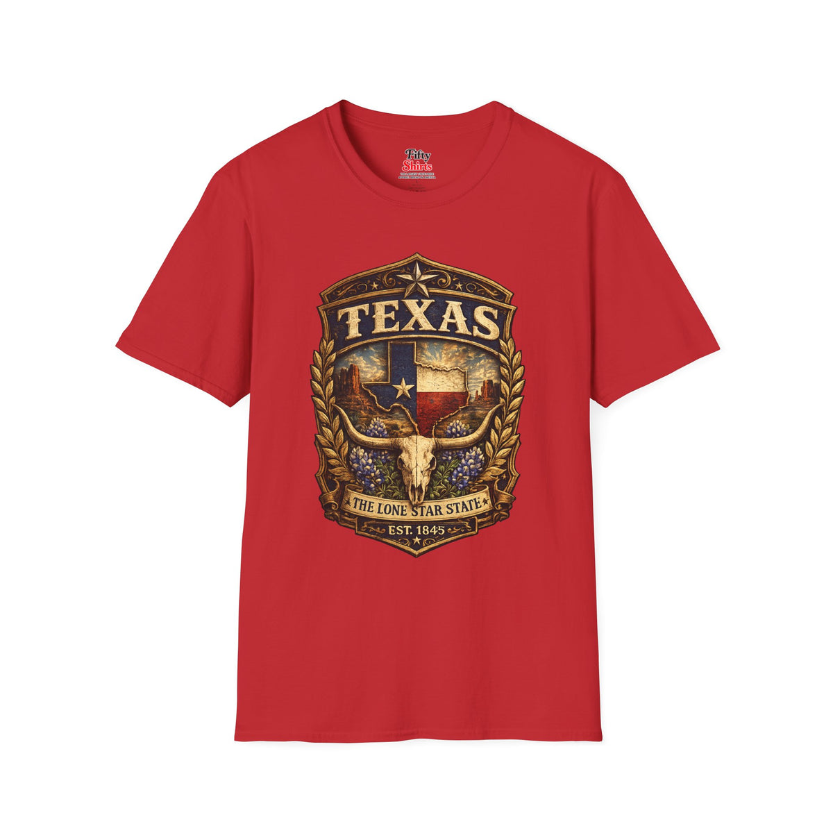 Texas Heritage Badge Unisex Softstyle T Shirt State Pride Graphic Tee Collections FS03
