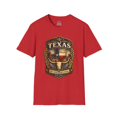 Texas Heritage Badge Unisex Softstyle T Shirt State Pride Graphic Tee Collections FS03