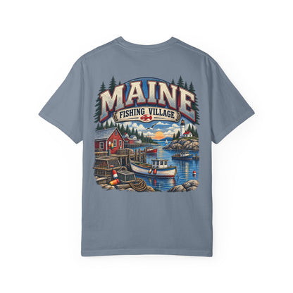 Maine Fishing Village Unisex Comfort Color 1717 Streetwear Graphic Tee