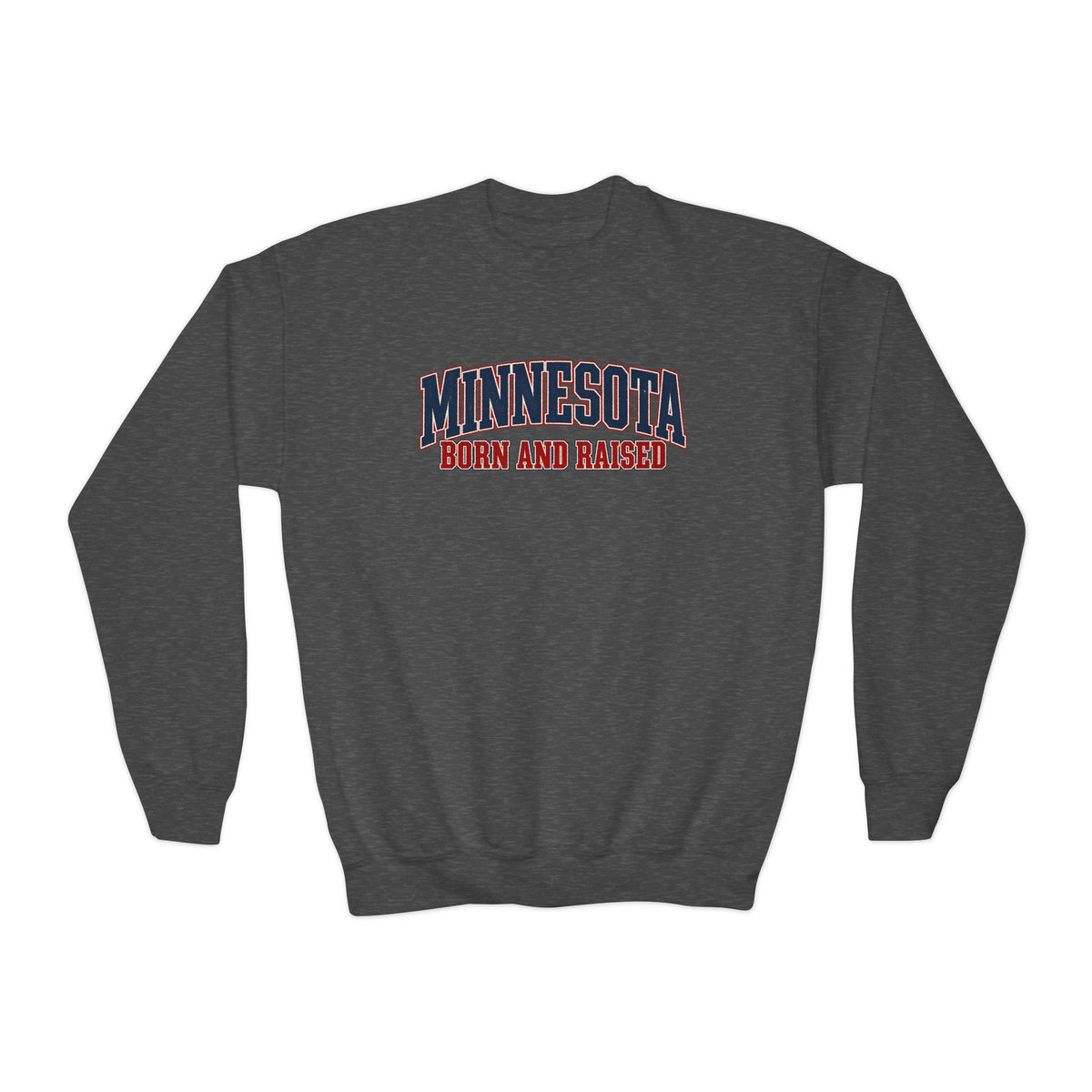 Minnesota Born and Raised Classic Heritage Unisex Youth Crewneck Sweatshirt Graphic