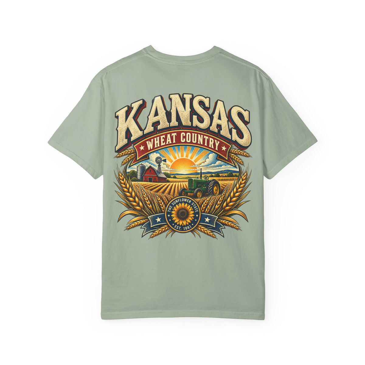 Kansas Wheat Country Unisex Comfort Color 1717 Streetwear Graphic Tee