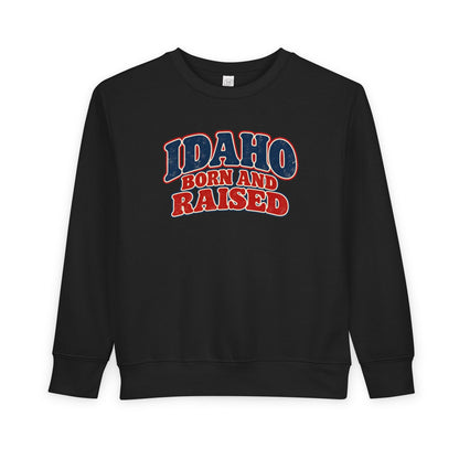 Idaho Born and Raised Retro 1970s Unisex Toddler Sweatshirt