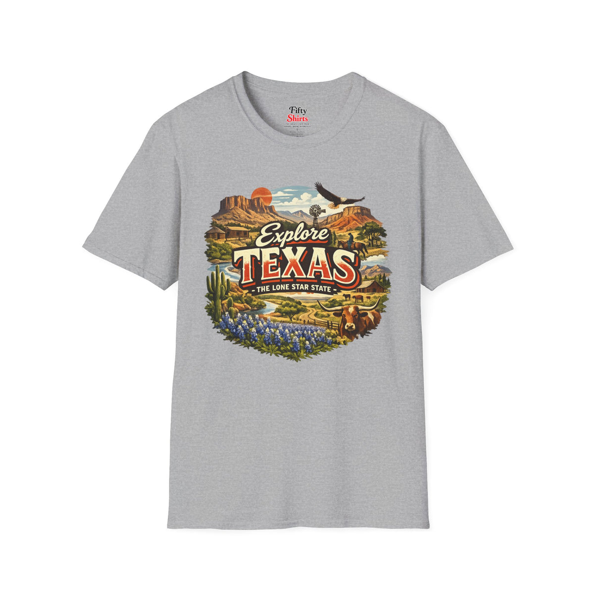Explore Texas Unisex Softstyle T Shirt State Pride Graphic Tee Collections FS03