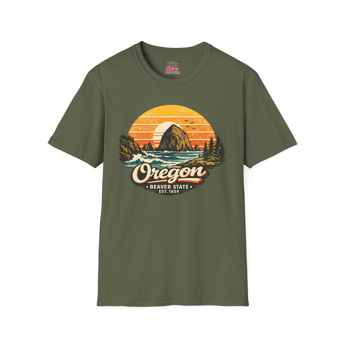Oregon Pacific Sunset Unisex Softstyle T Shirt State Pride Graphic Tee Collections FS03