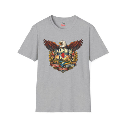 Illinois Americana Eagle Unisex Softstyle T Shirt State Pride Graphic Tee Collections FS03