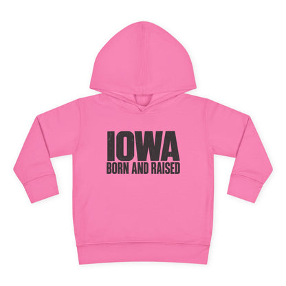 Iowa Born and Raised Modern Midwest Streetwear Unisex Toddler Pullover Fleece Hoodie