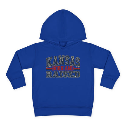 Kansas Born and Raised Vintage Americana Unisex Toddler Pullover Fleece Hoodie