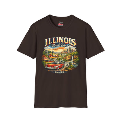 Illinois Road Trip Unisex Softstyle T Shirt State Pride Graphic Tee Collections FS03