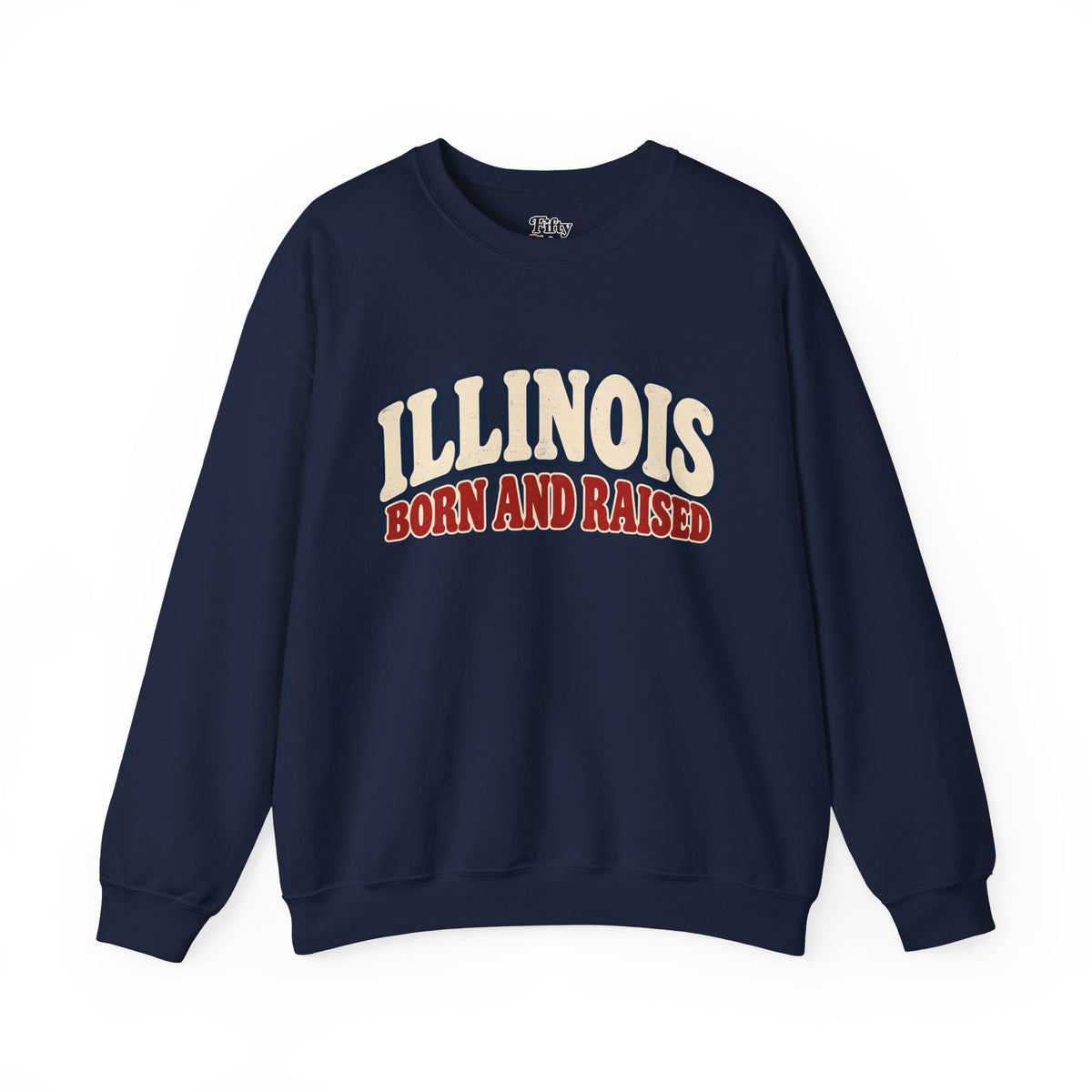 Illinois Born and Raised Retro 1970s Unisex Sweatshirt Graphic