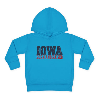 Iowa Born and Raised Rustic Midwest Unisex Toddler Pullover Fleece Hoodie