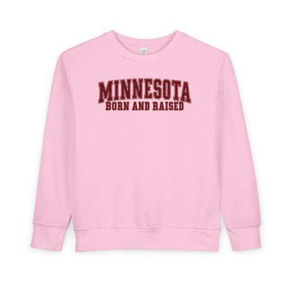 Minnesota Born and Raised Vintage Collegiate Unisex Toddler Sweatshirt