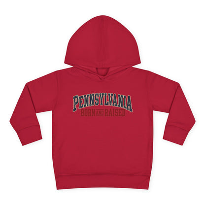 Pennsylvania Born and Raised Classic Souvenir Unisex Toddler Pullover Fleece Hoodie