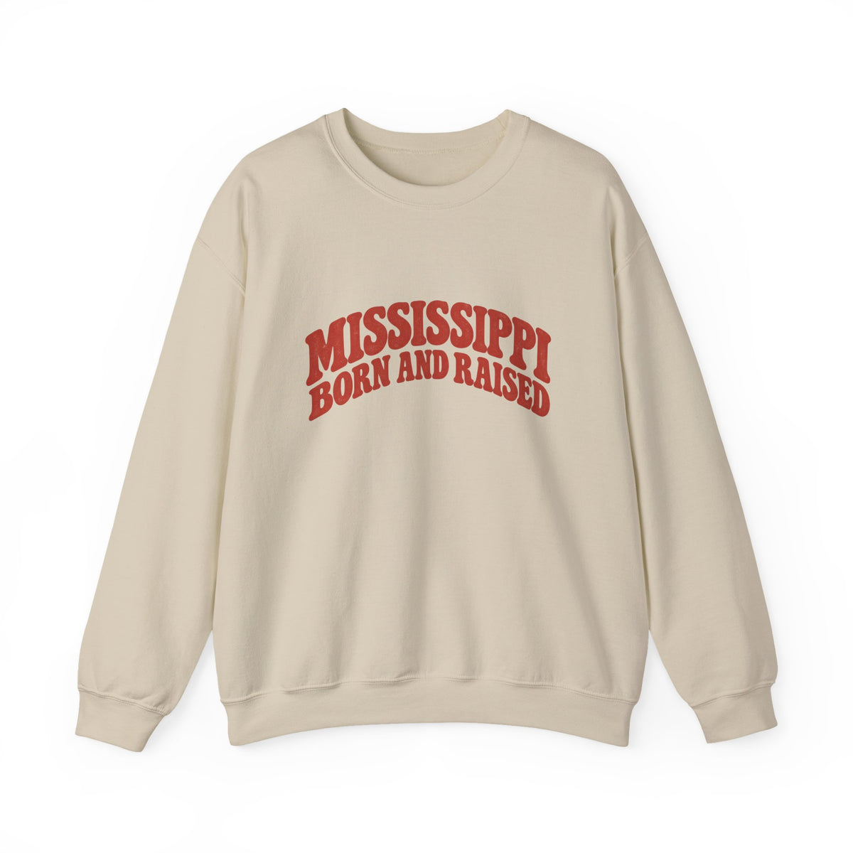 Mississippi Born and Raised Retro 1970s Unisex Sweatshirt Graphic