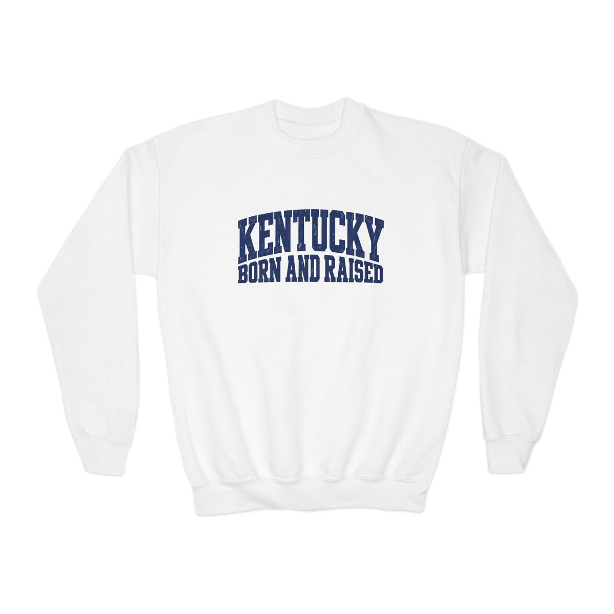 Kentucky Born and Raised Bold Athletic Unisex Youth Crewneck Sweatshirt Graphic