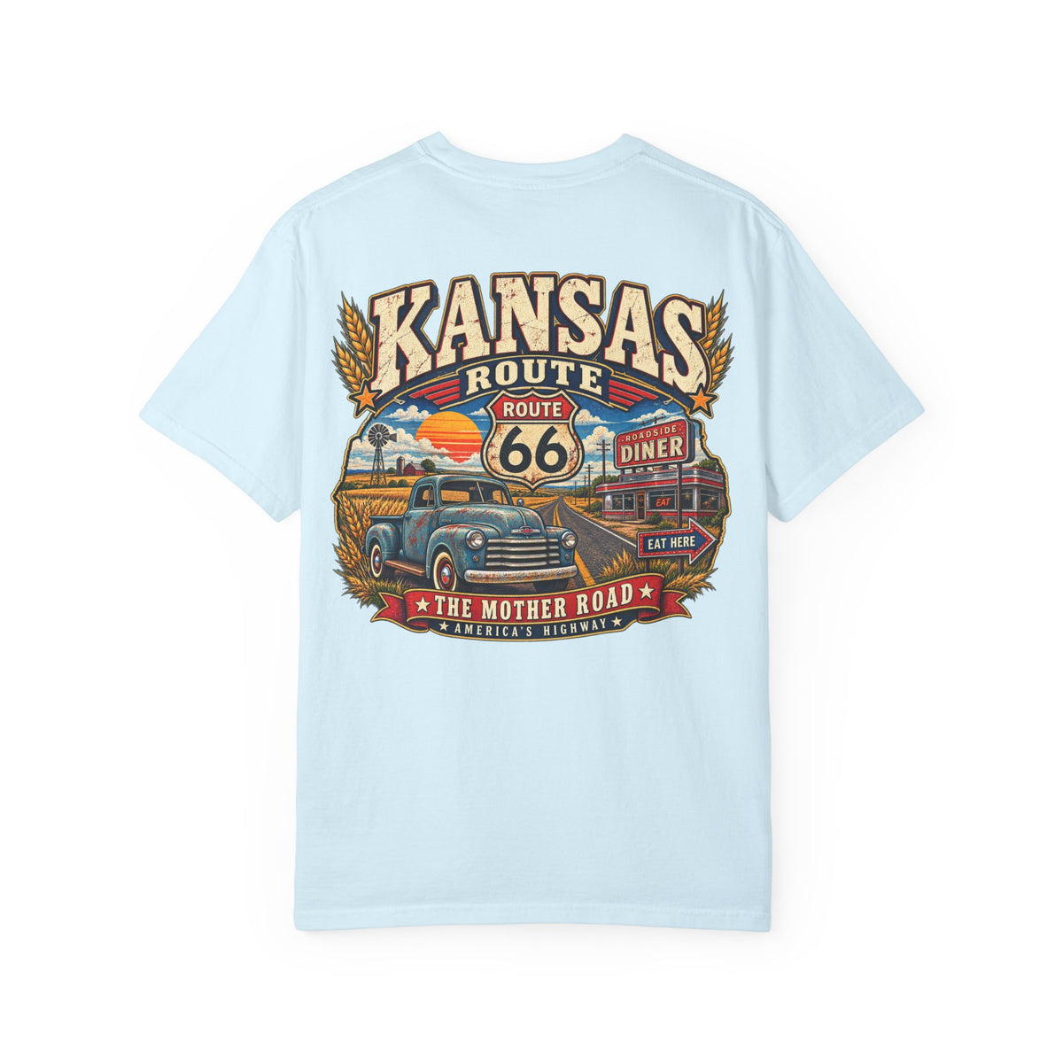 Kansas Route 66 Unisex Comfort Color 1717 Streetwear Graphic Tee