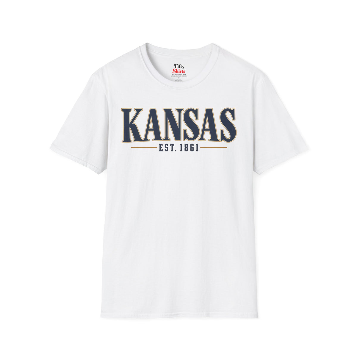 Kansas Est 1861 Unisex Softstyle T Shirt State Name Graphic Tee
